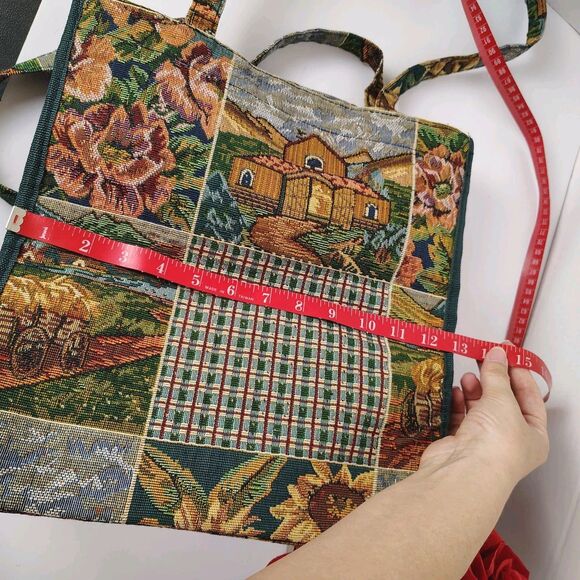 RARE 🔥 Pioneer Express Tapestry Tote Farm Flowers Cottage Country Ducks - Picture 12 of 14